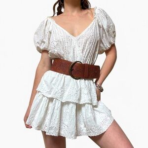 Elegant White Eyelet Mini Dress